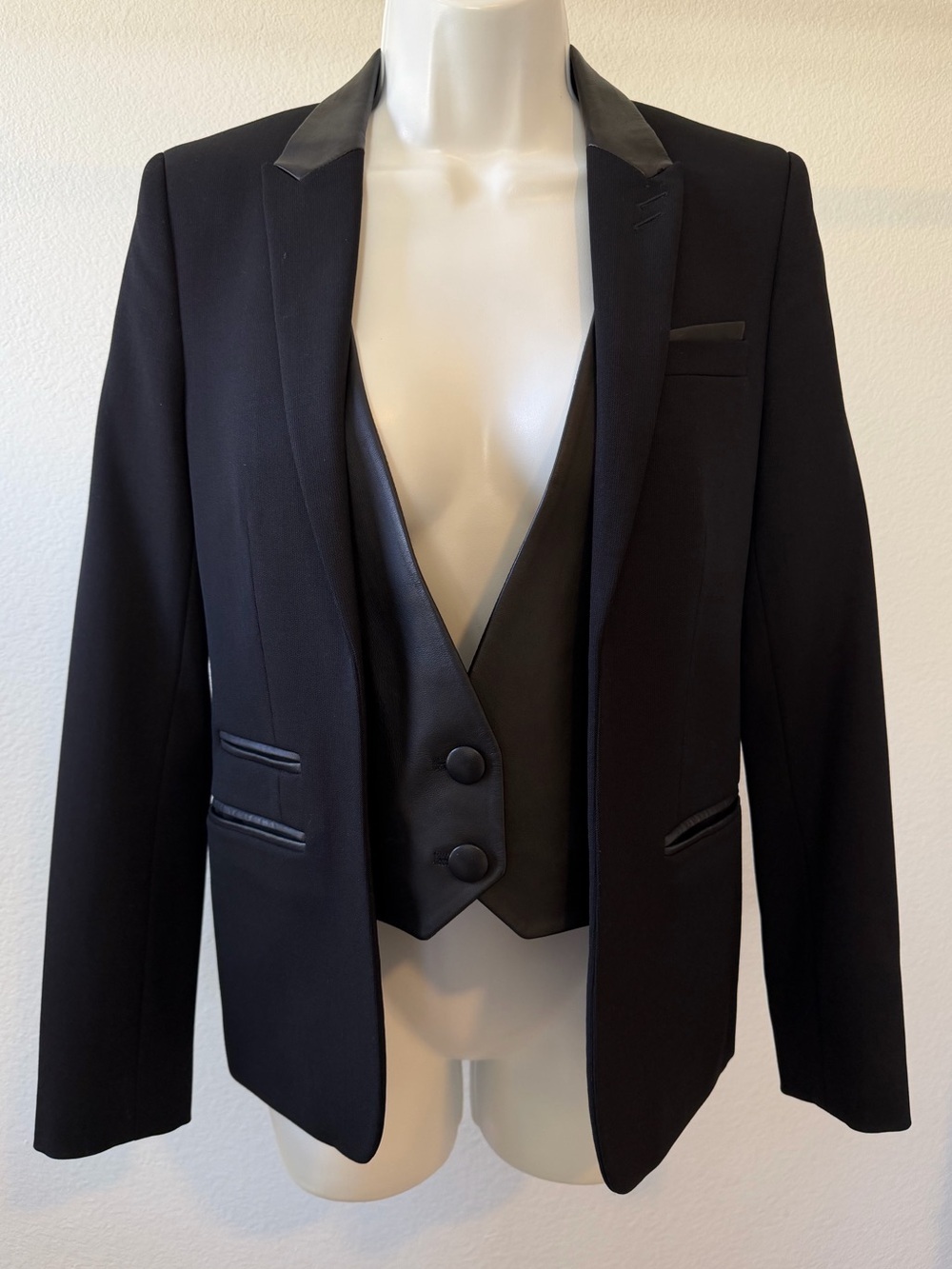 Kooples Blazer with Leather Detailing